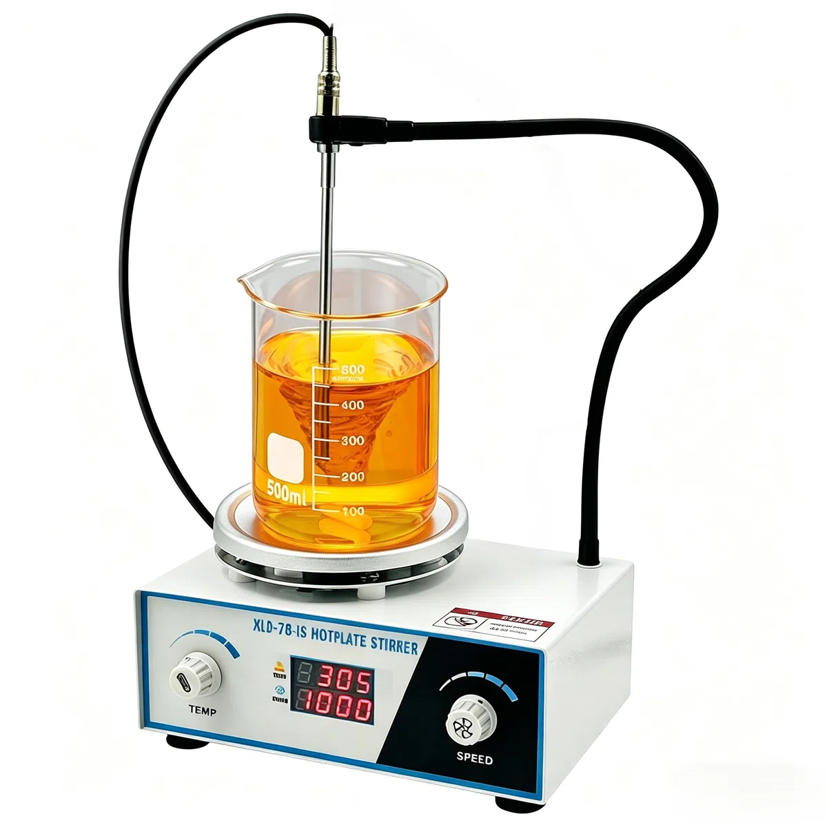 Magnetyczne mieszadło, płyta grzewcza, 700-2600 obr./min, pojemność 2 l, 100℃, 180 W, mikser magnetyczny z wyświetlaczem LED, laboratoryjny mikser magnetyczny z regulowanym przyciskiem RPM, stojakiem