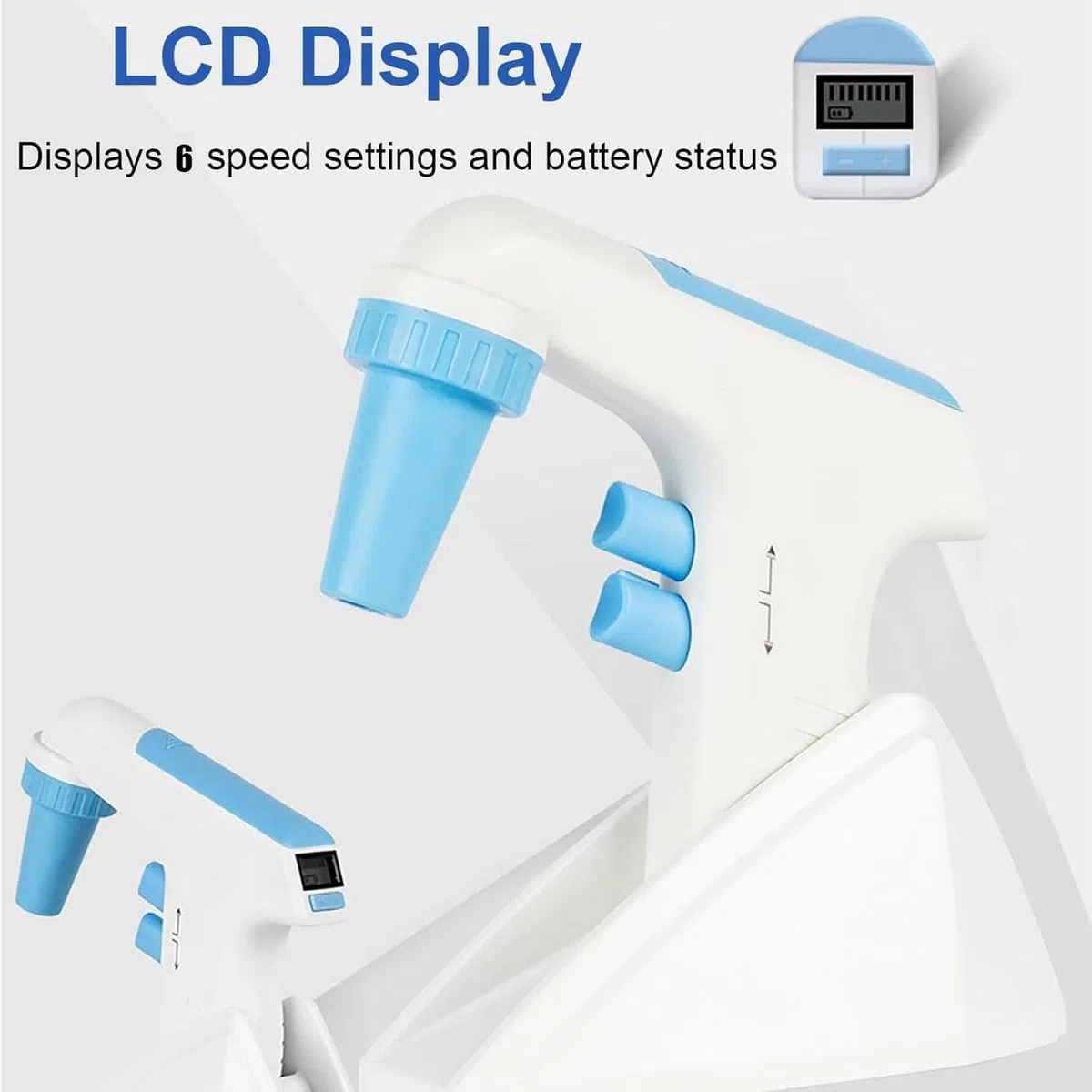 Elektryczny sterownik pipety, 0,1-100 ml napędzany pipetą z 6 regulowanymi prędkościami i cyfrowym wyświetlaczem LCD do laboratorium i transferu cieczy