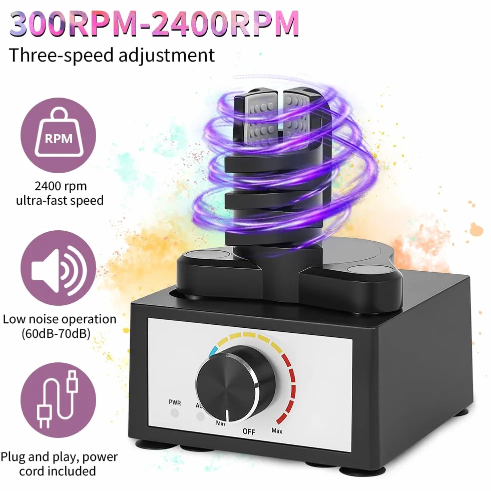 Hotut Paint Shaker Mikser Mini Vortex, DIY Model Paint Shaker, 3-stopniowa regulacja prędkości, 300 ~ 2400 obr./min, pojemność 10-100 ml, mieszacz farb akrylowych, laboratoryjnych lakierów do paznokci