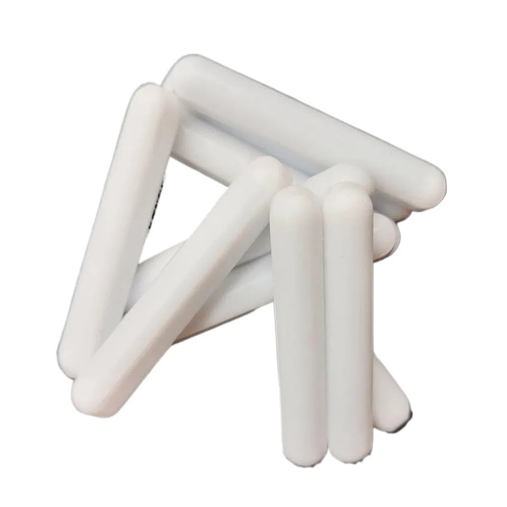 Wytrząsarka, magnetyczne drążki do mieszania z PTFE C8x50mm, bez pierścienia obrotowego, białe spinbary, sprzęt laboratoryjny, 10 opakowań