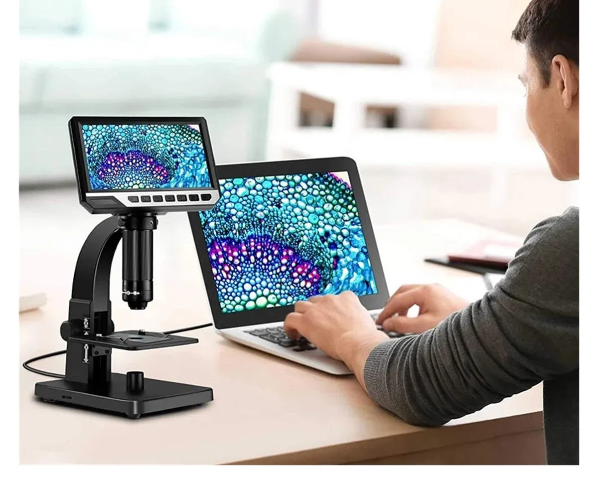 2000X Cyfrowy Mikroskop, 7-calowy wyświetlacz HD, podwójny obiektyw, elektroniczny, przemysłowy, USB, kamera, zoom, lupa, endoskop