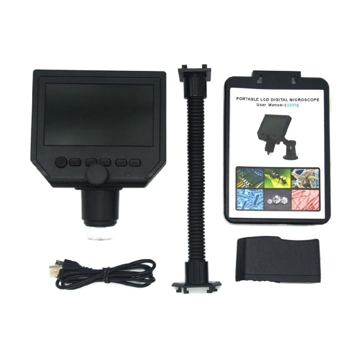 Zestaw akcesoriów do mikroskopów G600 600x 4,3-calowy mikroskop elektroniczny HD LCD Elektroniczny mikroskop elektroniczny Pokaż szkiełka mikroskopowe