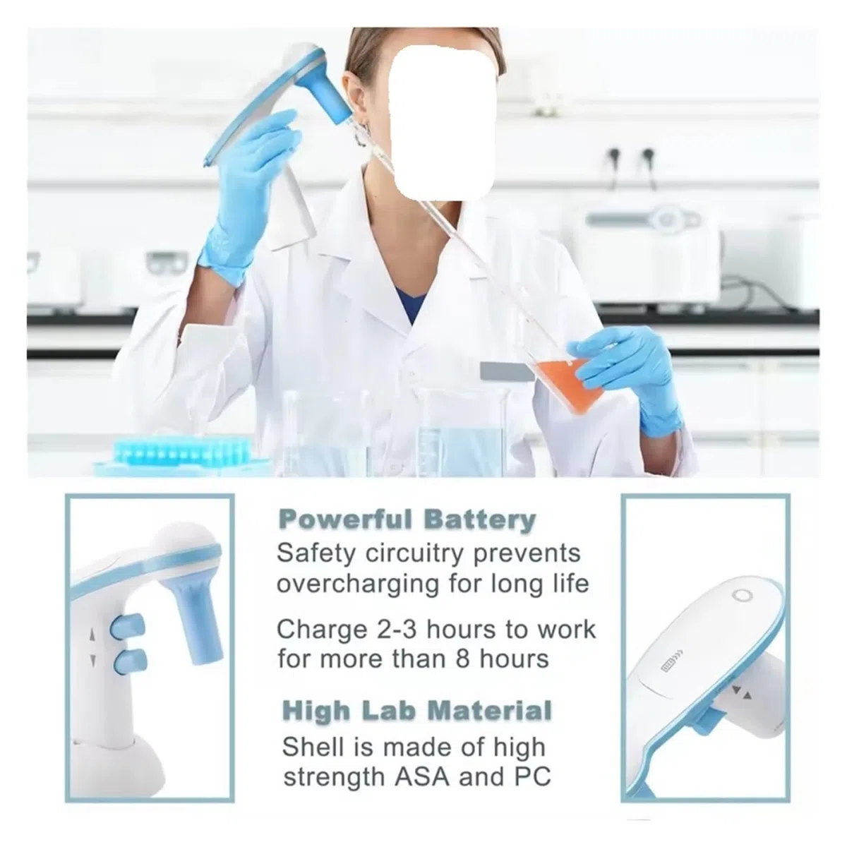 Zestaw mikropipet Elektryczny sterownik pipety Duża objętość automatyczna pipeta 0,1-100 ml Serologiczna pompa pipetowa USB Sprzęt laboratoryjny