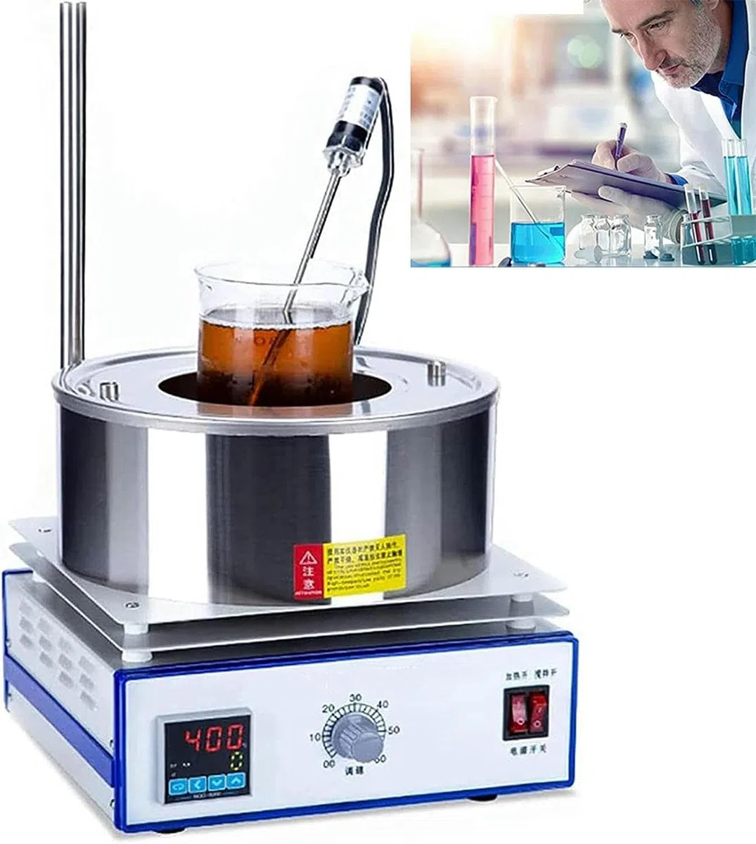 Mieszadło magnetyczne, cyfrowy wyświetlacz, termostatyczny mikser laboratoryjny do kąpieli wodnej, pojemność 2000 ml, do użytku laboratoryjnego, wysoka wydajność i precyzyjna kontrola temperatury