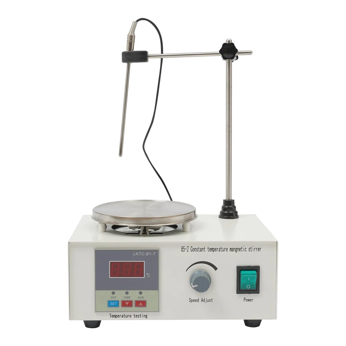 OUKANING Mieszadło magnetyczne z płytą grzejną 2000 ml, 250 W, Φ12,5 cm, płyta grzewcza z mieszadłem magnetycznym 0-99℃, mieszadło do płyt grzewczych z ekranem LED, stojakiem i prętami do mieszania