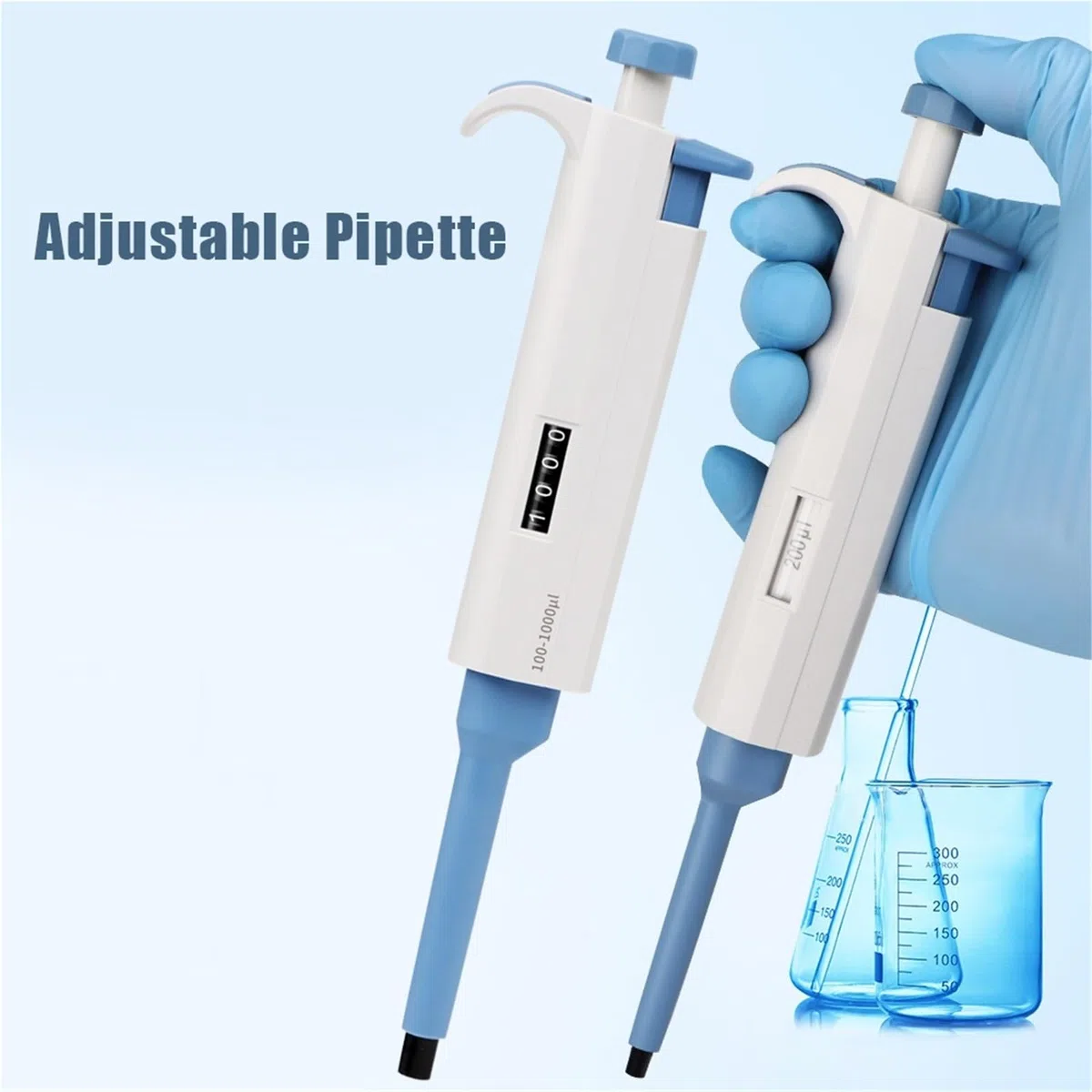 Pipeta laboratoryjna Plastikowe pipety Kroplomierz Ręczny Cyfrowy Regulowany Mikropipet Sprzęt laboratoryjny z Końcówkami do pipet,Długowieczny sprzęt(10-100ul)