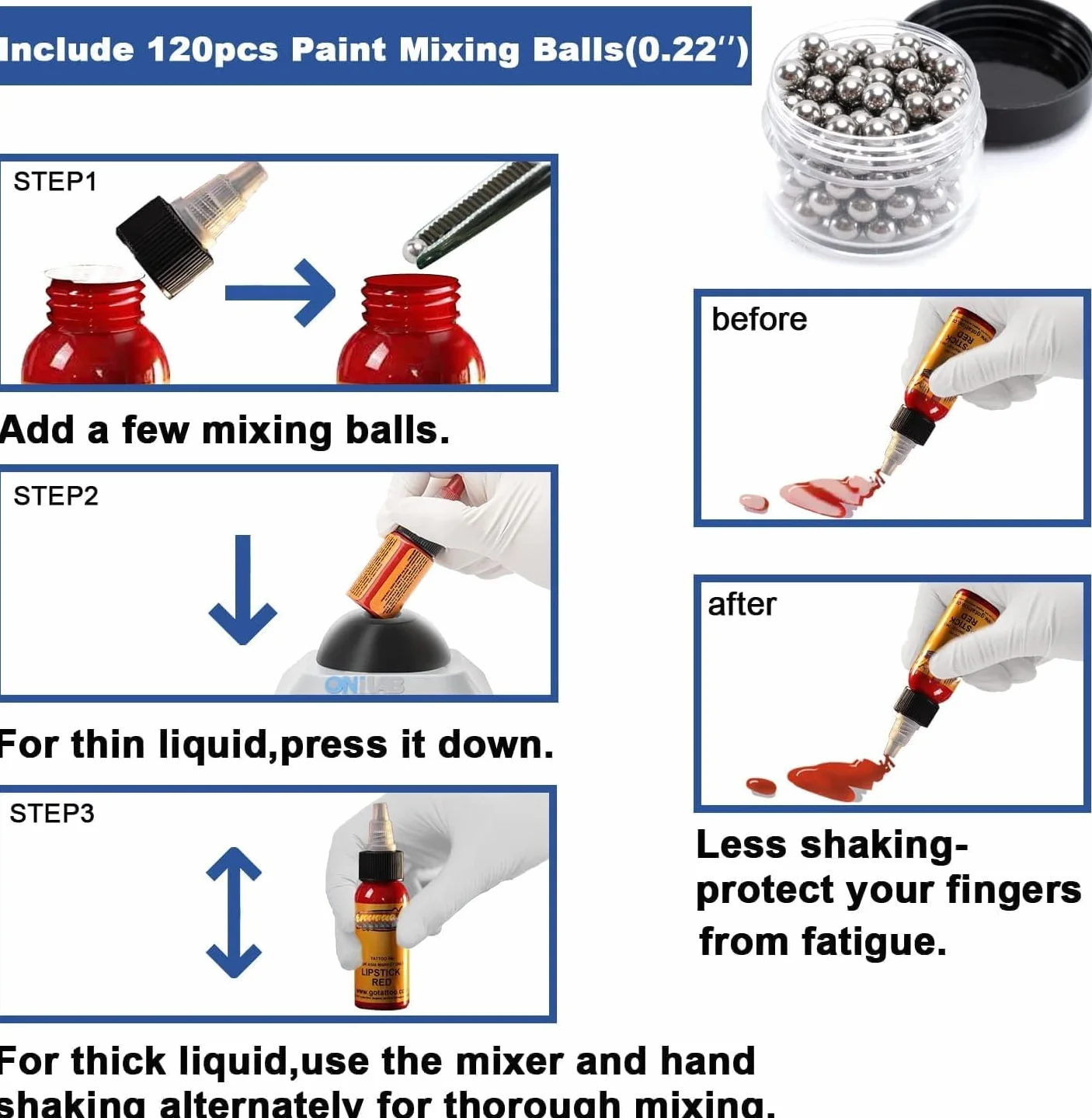 ONiLAB Mini Vortex mikser z funkcją dotykową, mieszanie laboratoryjne, lakier do paznokci, klejów do rzęs i farb akrylowych, laboratorium Vortex ze stabilną aluminiową podstawą odlewniczą, 120 szt