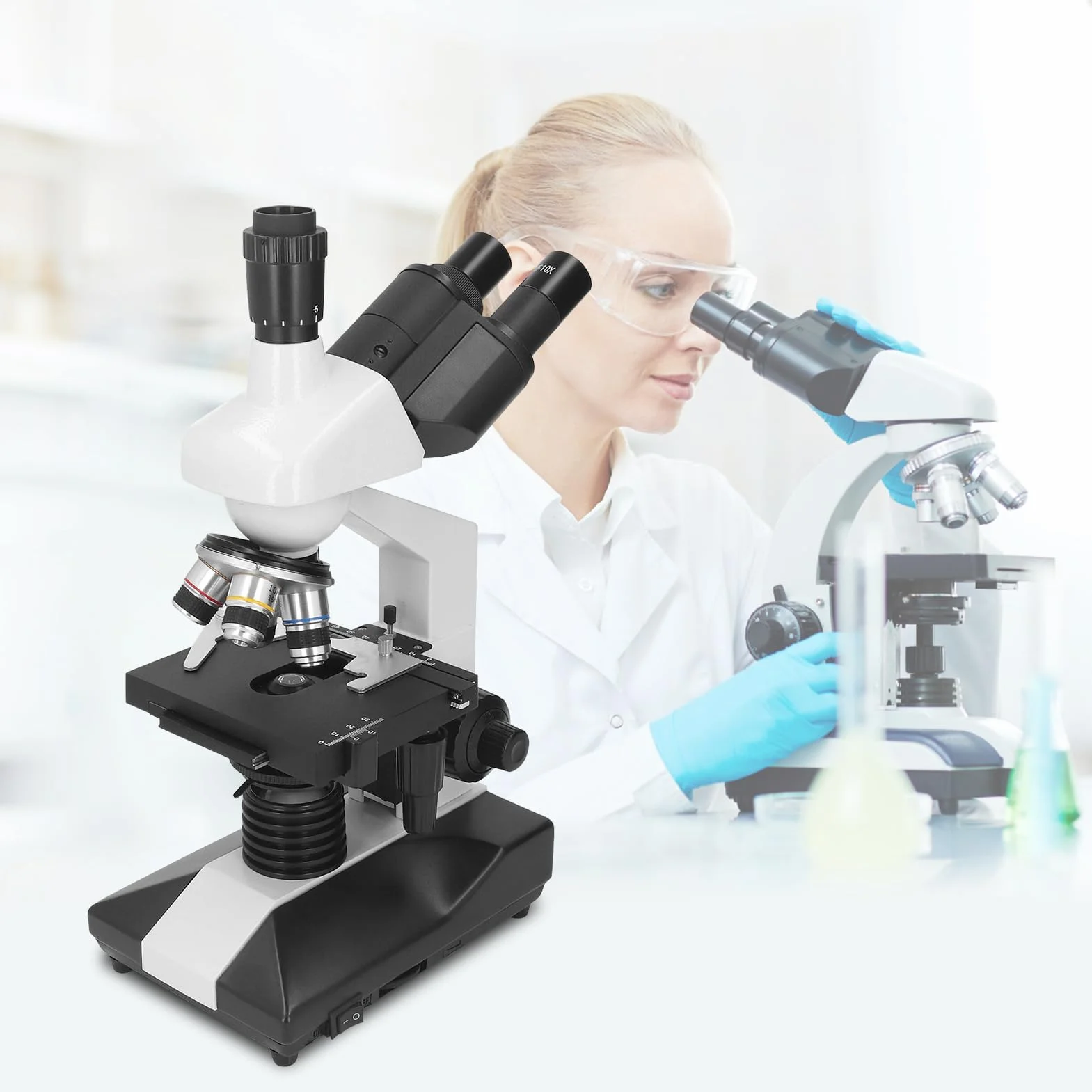 Mikroskop półprzezroczysty, powiększenie trójokularowy mikroskop laboratoryjny cyfrowy mikroskop elektronowy do kultur klinicznych, bakteriologii i histologii 40X-5000X