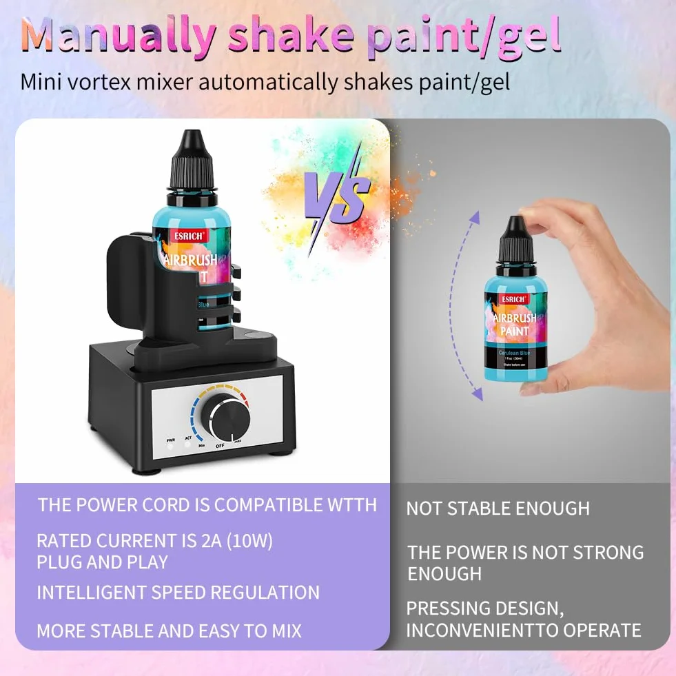 Hotut Paint Shaker Mikser Mini Vortex, DIY Model Paint Shaker, 3-stopniowa regulacja prędkości, 300 ~ 2400 obr./min, pojemność 10-100 ml, mieszacz farb akrylowych, laboratoryjnych lakierów do paznokci