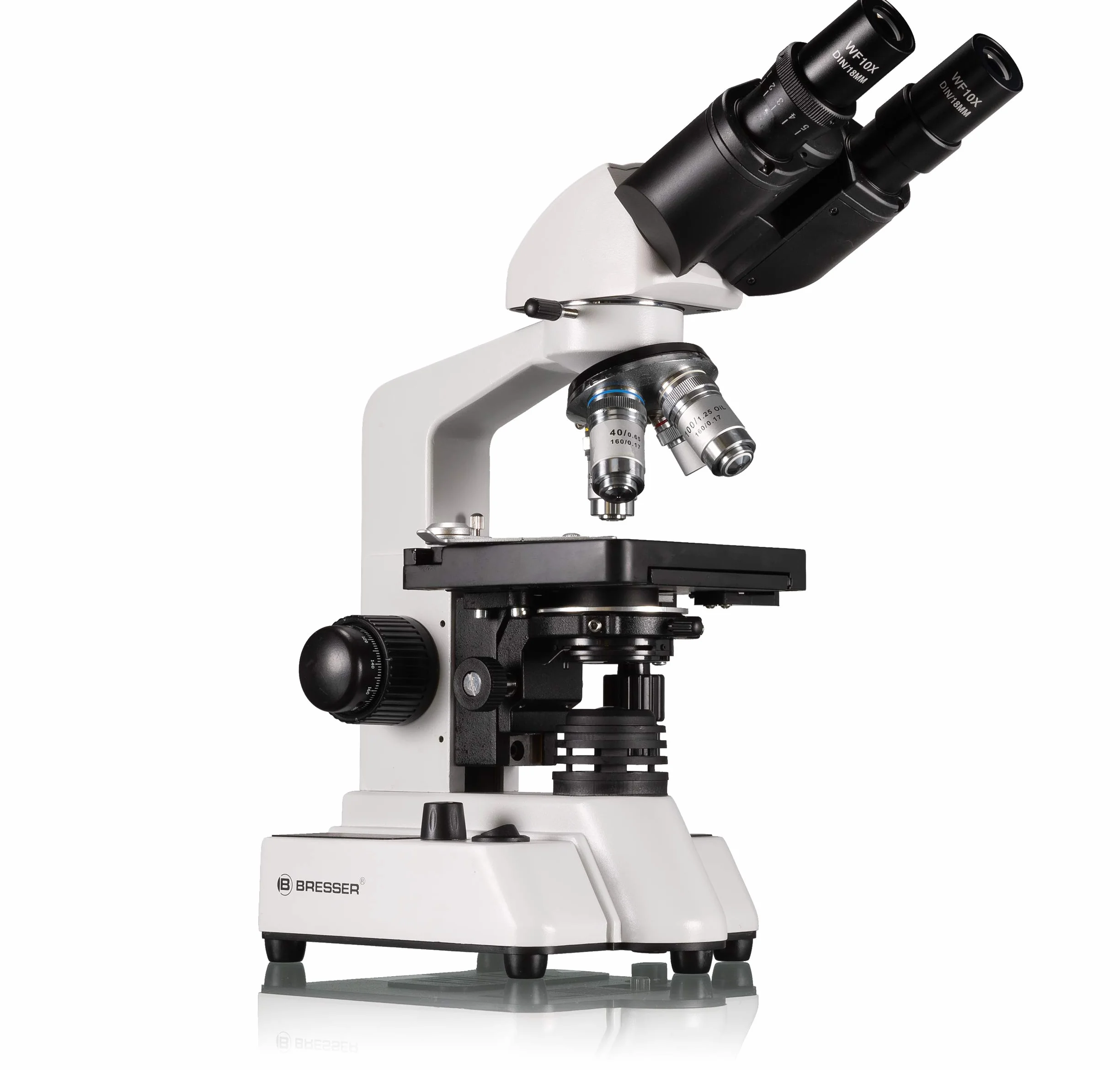 Bresser Bino 5722100 Mikroskop Dwuokularowy, Czarny, 40x-1000x