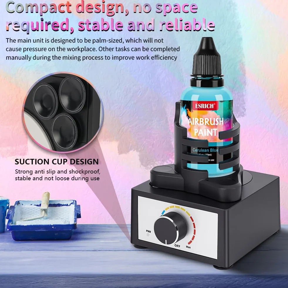 Hotut Paint Shaker Mikser Mini Vortex, DIY Model Paint Shaker, 3-stopniowa regulacja prędkości, 300 ~ 2400 obr./min, pojemność 10-100 ml, mieszacz farb akrylowych, laboratoryjnych lakierów do paznokci