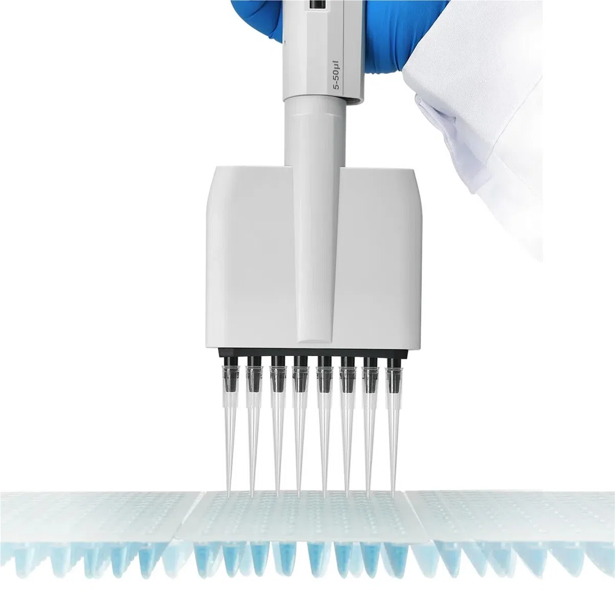 Pipeta elektroniczna, Pipeta, 8-kanałowa Mikropipeta Laboratoryjna O Regulowanej Objętości Odporna Na Autoklaw Ręczna Mechaniczna,Przenośne urządzenie do pipet(50-300ul)