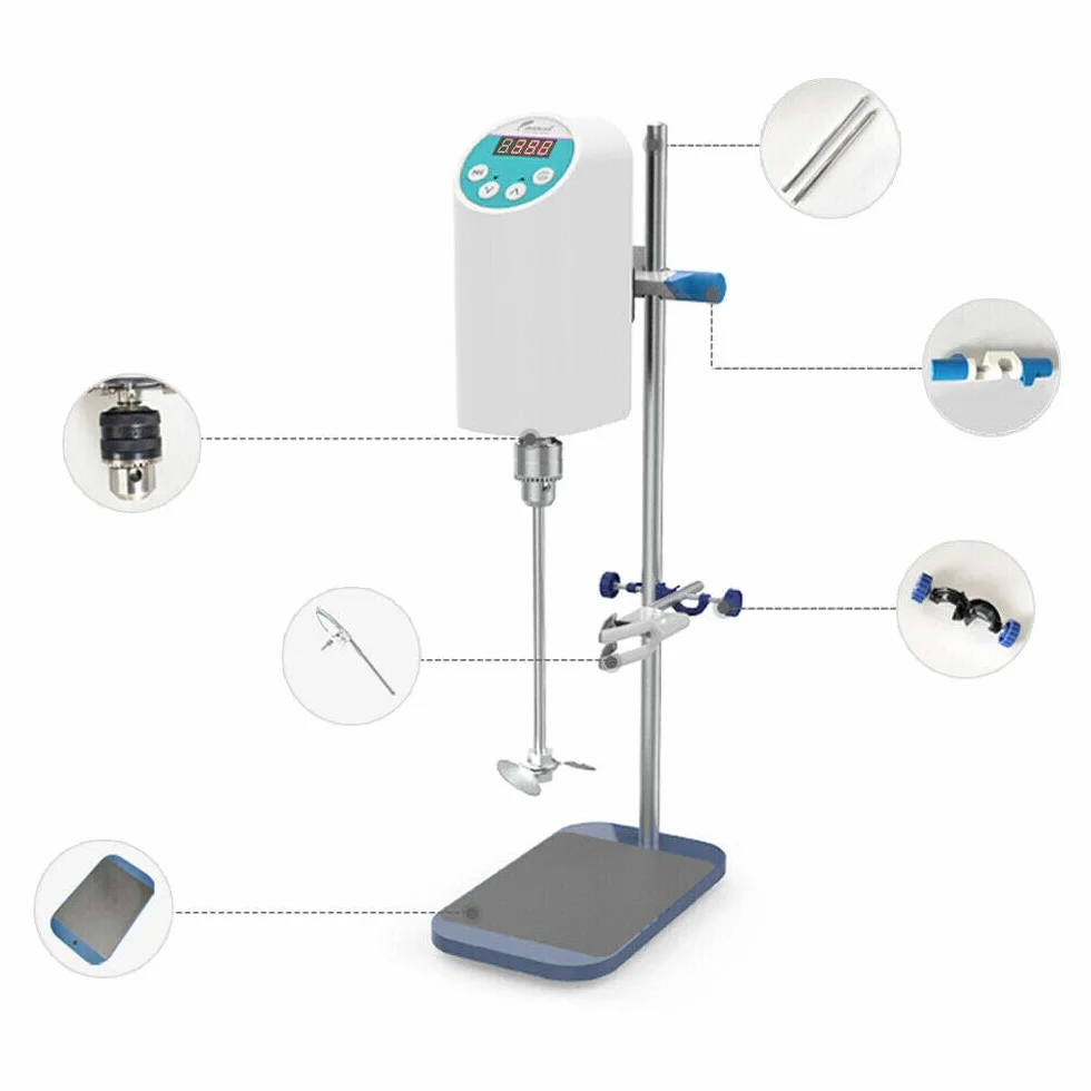 YUEWO Lab Digital Overhead mikser elektryczny, zabezpieczenie przed przeciążeniem, mikser elektryczny, mieszadło, mikser laboratoryjny, przemysłowy mikser płynny, mieszadło, mieszadło, mieszadło,